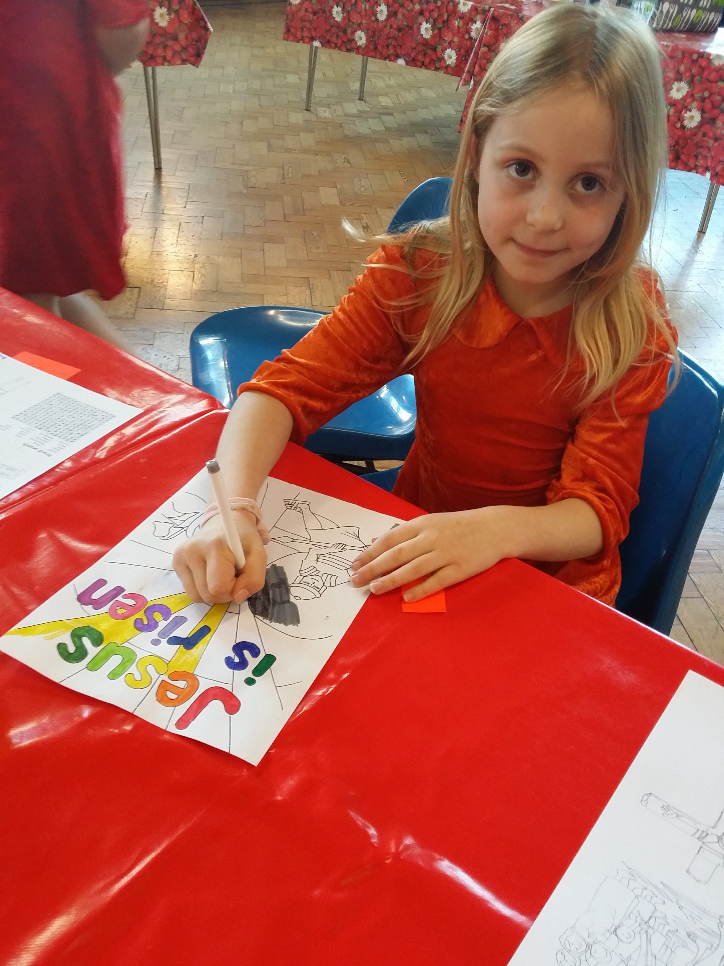 2017 - Messy Church - Easter -Colouring - Jesus is Risen poster